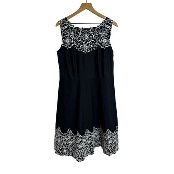 Talbots Dresses & Skirts - Talbots Women's Cotton Shift Dress - Size 14 - Black & White Floral Embroidery